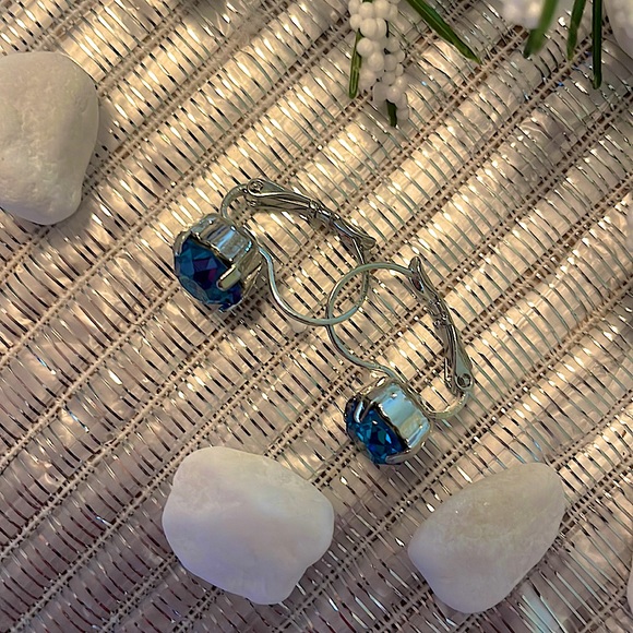 Sterling Silver Swarovski Turquoise Jewelry Set. Anklet, Earrings, Ring - Picture 8 of 14